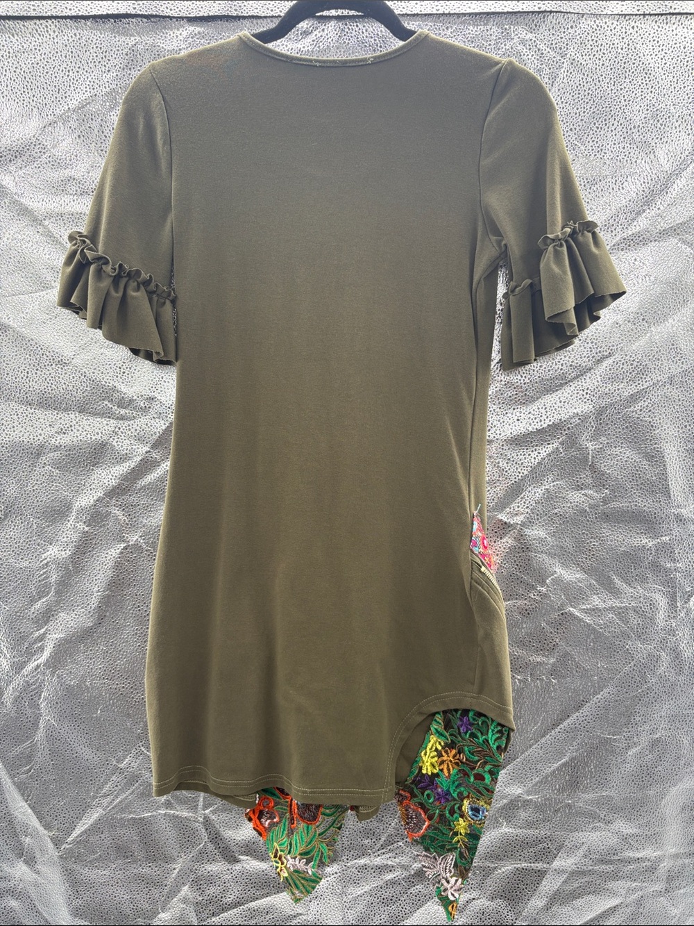 Angela Mele Milano Olive Green Embellished Women's Dress with Tassel Detail - Picture 9 of 9